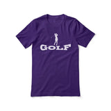 basic golf with golfer icon on a unisex t-shirt with a white graphic