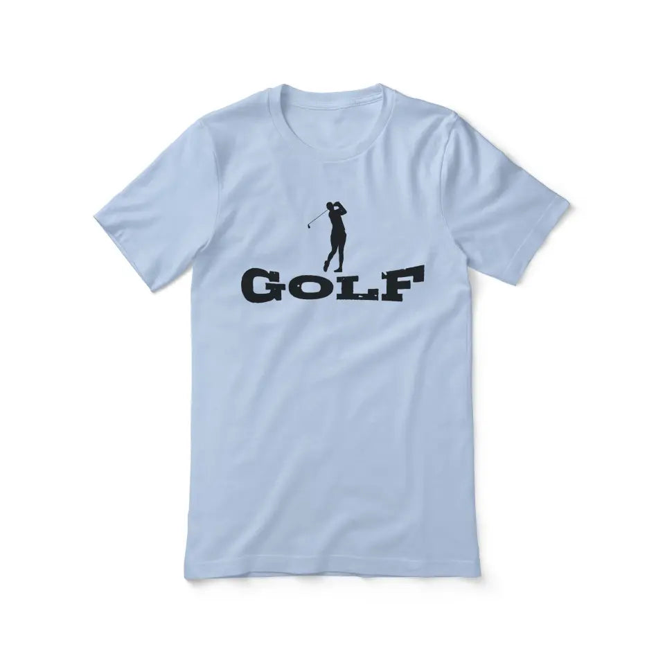 basic golf with golfer icon on a unisex t-shirt with a black graphic