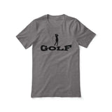 basic golf with golfer icon on a unisex t-shirt with a black graphic