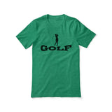 basic golf with golfer icon on a unisex t-shirt with a black graphic