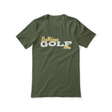 custom golf mascot and golfer name on a unisex t-shirt with a white graphic