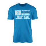 golf dad horizontal flag on a mens t-shirt with a white graphic