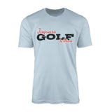 custom golf mascot and golfer name on a mens t-shirt with a black graphic