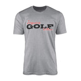 custom golf mascot and golfer name on a mens t-shirt with a black graphic