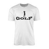 basic golf with golfer icon on a mens t-shirt with a black graphic