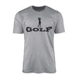 basic golf with golfer icon on a mens t-shirt with a black graphic