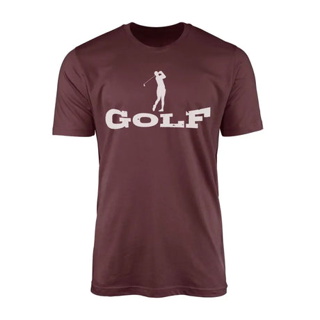 basic golf with golfer icon on a mens t-shirt with a white graphic
