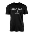 golf dad with golfer icon and golfer name on a mens t-shirt with a white graphic