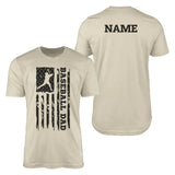 Baseball Dad Vertical Flag With Baseball Player Name | Men's T-Shirt | Black Graphic