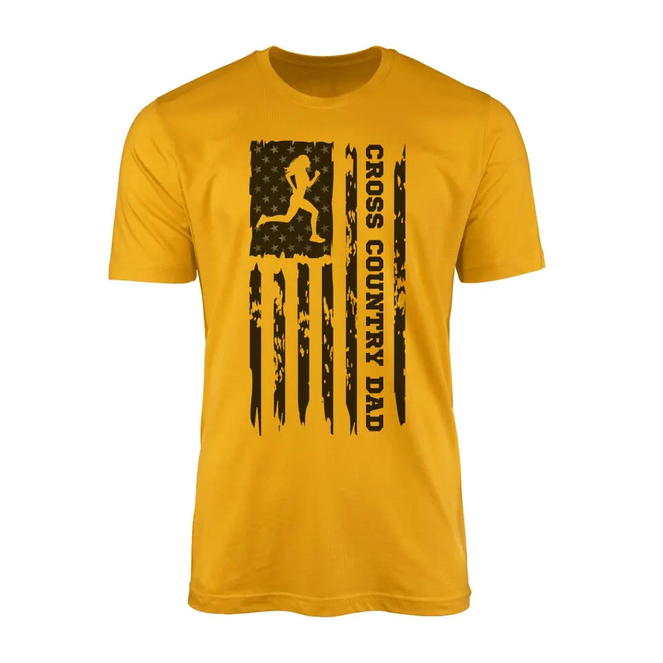Cross Country Dad Vertical Flag | Men's T-Shirt | Black Graphic