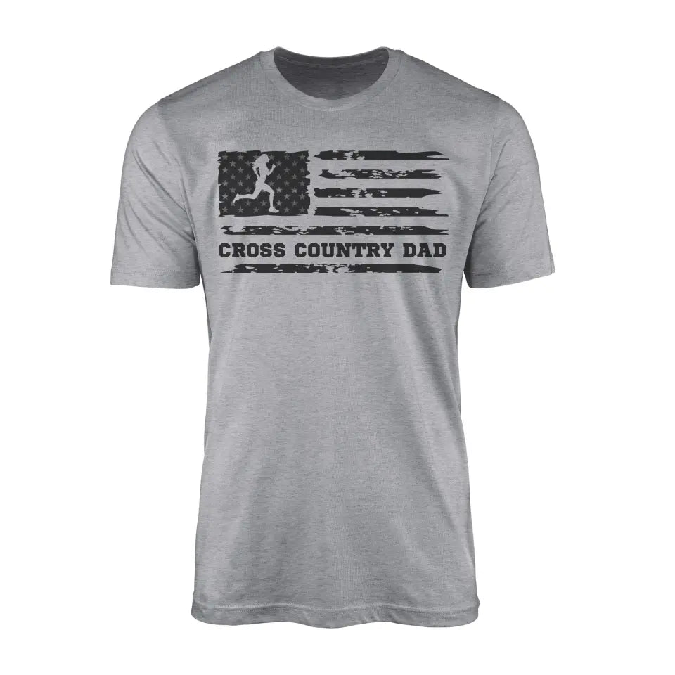 Cross Country Dad Horizontal Flag | Men's T-Shirt | Black Graphic