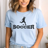 basic soccer with soccer player icon on a unisex t-shirt with a black graphic