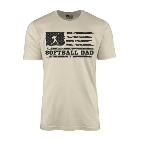 softball dad horizontal flag on a mens t-shirt with a black graphic