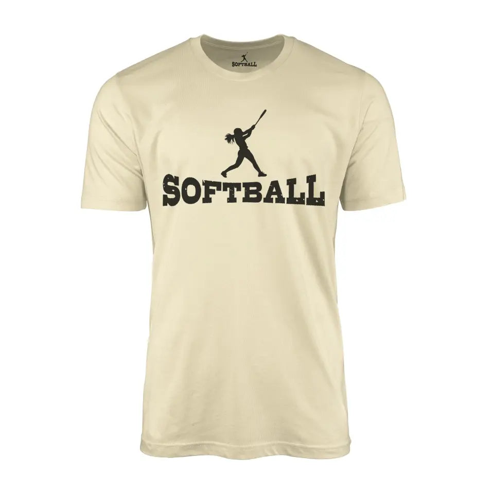 basic softball with softball player icon on a mens t-shirt with a black graphic