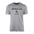 softball dad with softball player icon and softball player name on a mens t-shirt with a black graphic