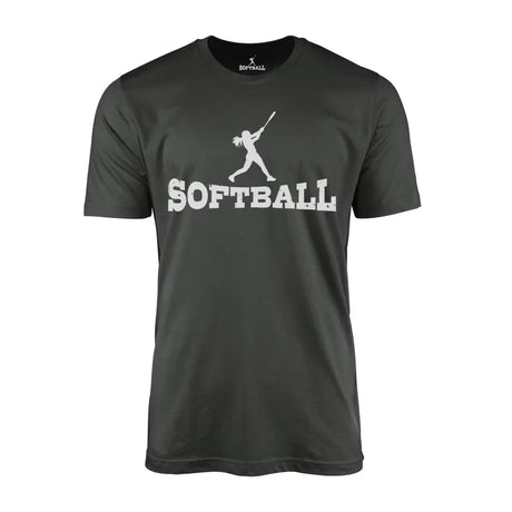 basic softball with softball player icon on a mens t-shirt with a white graphic