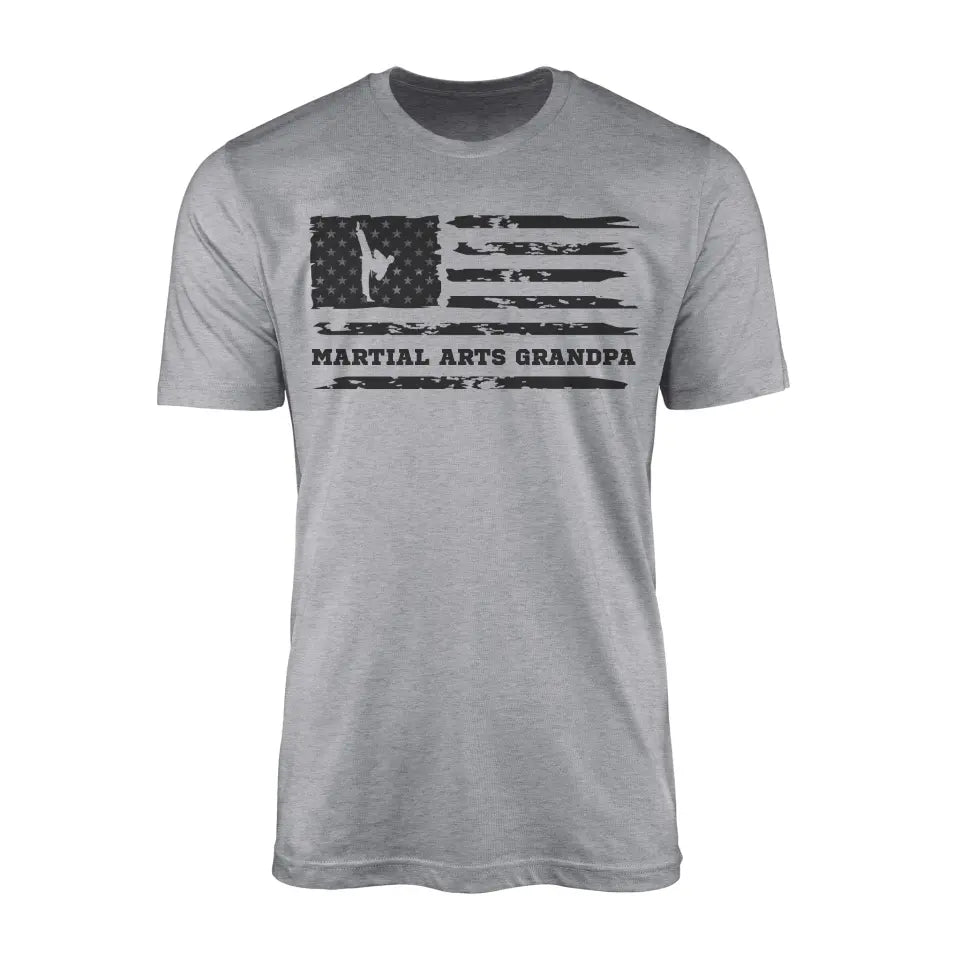 martial arts grandpa horizontal flag on a mens t-shirt with a black graphic