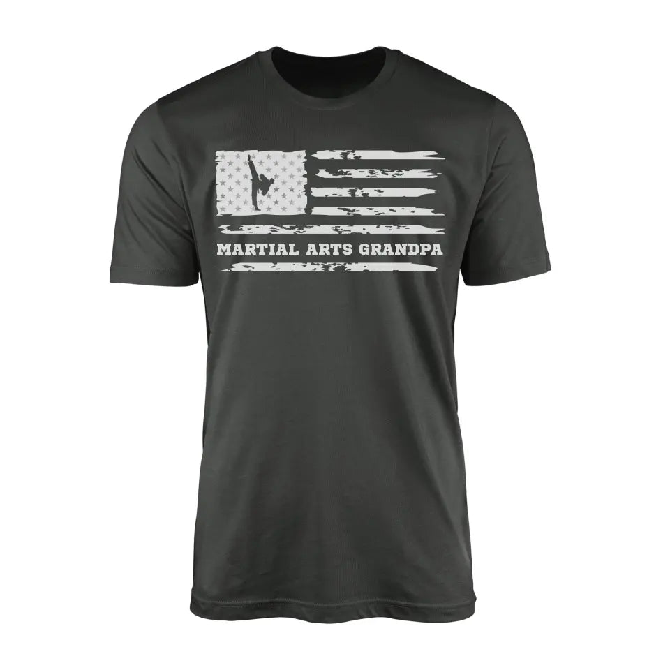 martial arts grandpa horizontal flag on a mens t-shirt with a white graphic