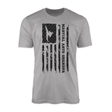 martial arts grandpa vertical flag on a mens t-shirt with a black graphic