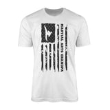 martial arts grandpa vertical flag on a mens t-shirt with a black graphic