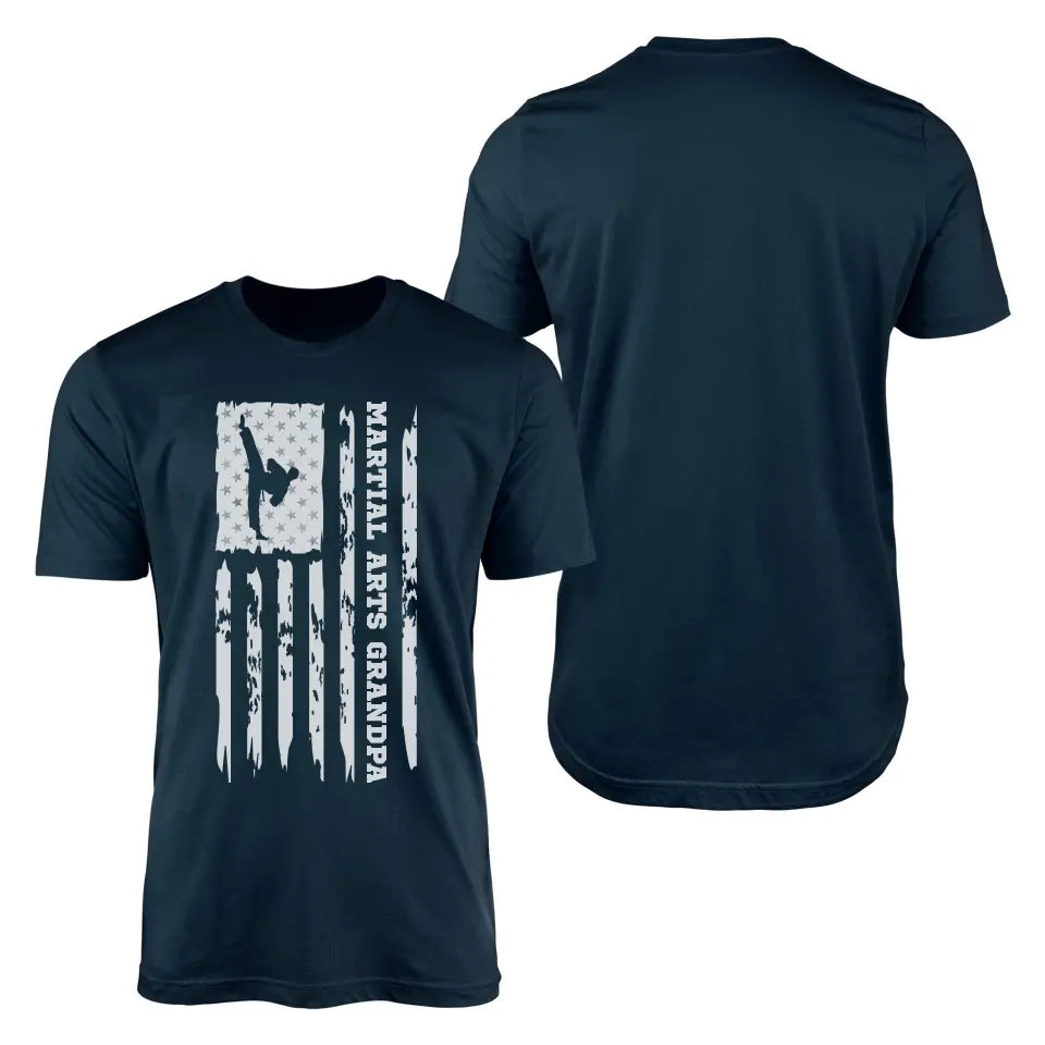 Martial Arts Grandpa Vertical Flag With Martial Artist Name on a Men's T-Shirt with a White Graphic