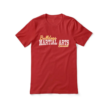custom martial arts mascot and martial artist name on a unisex t-shirt with a white graphic