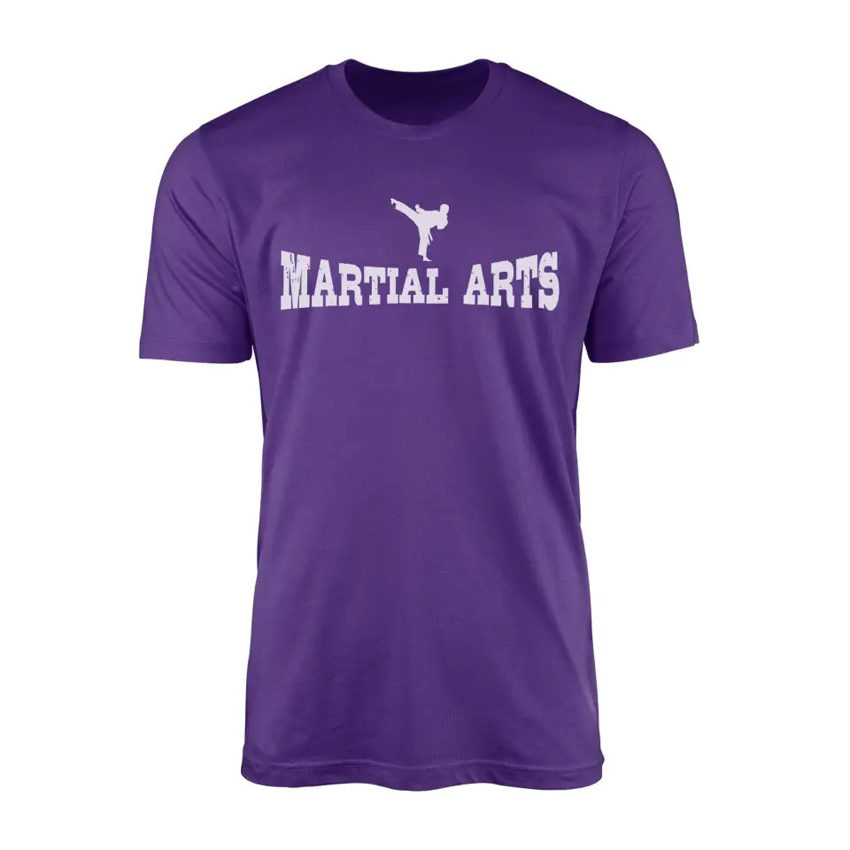basic martial arts with martial artist icon on a mens t-shirt with a white graphic