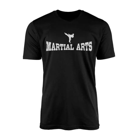 basic martial arts with martial artist icon on a mens t-shirt with a white graphic