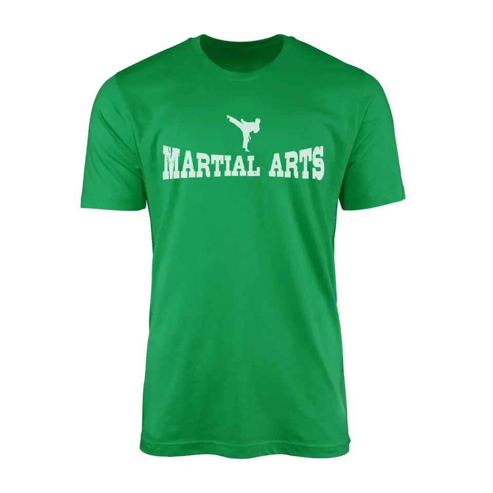 basic martial arts with martial artist icon on a mens t-shirt with a white graphic