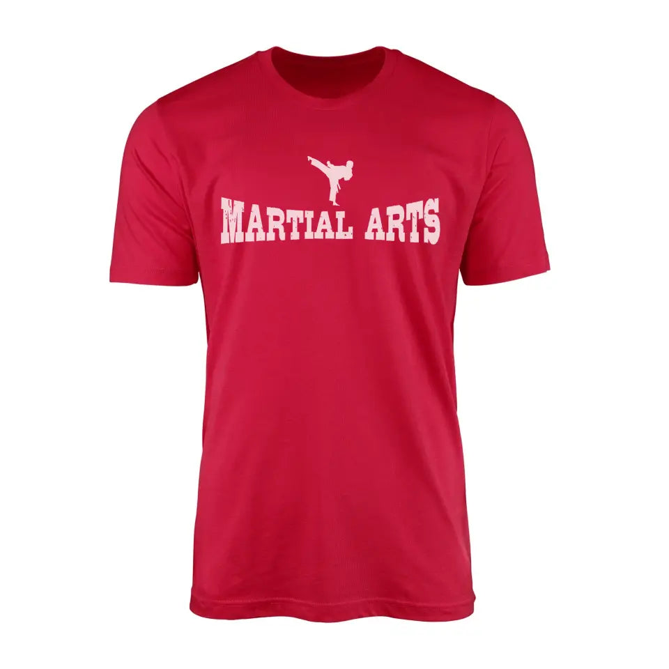 basic martial arts with martial artist icon on a mens t-shirt with a white graphic