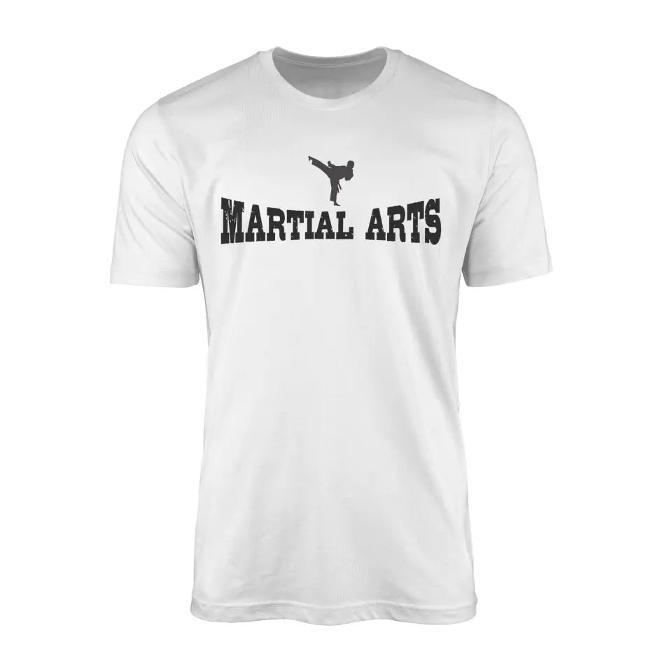 basic martial arts with martial artist icon on a mens t-shirt with a black graphic