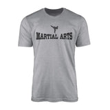 basic martial arts with martial artist icon on a mens t-shirt with a black graphic