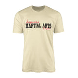 custom martial arts mascot and martial artist name on a mens t-shirt with a black graphic