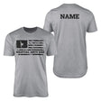 martial arts dad horizontal flag with martial artist name on a mens t-shirt with a black graphic