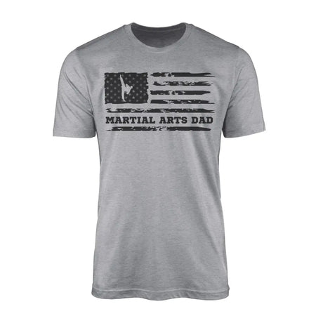 martial arts dad horizontal flag on a mens t-shirt with a black graphic