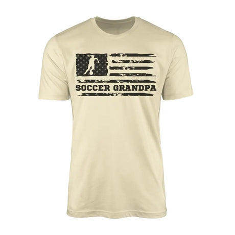 soccer grandpa horizontal flag on a mens t-shirt with a black graphic