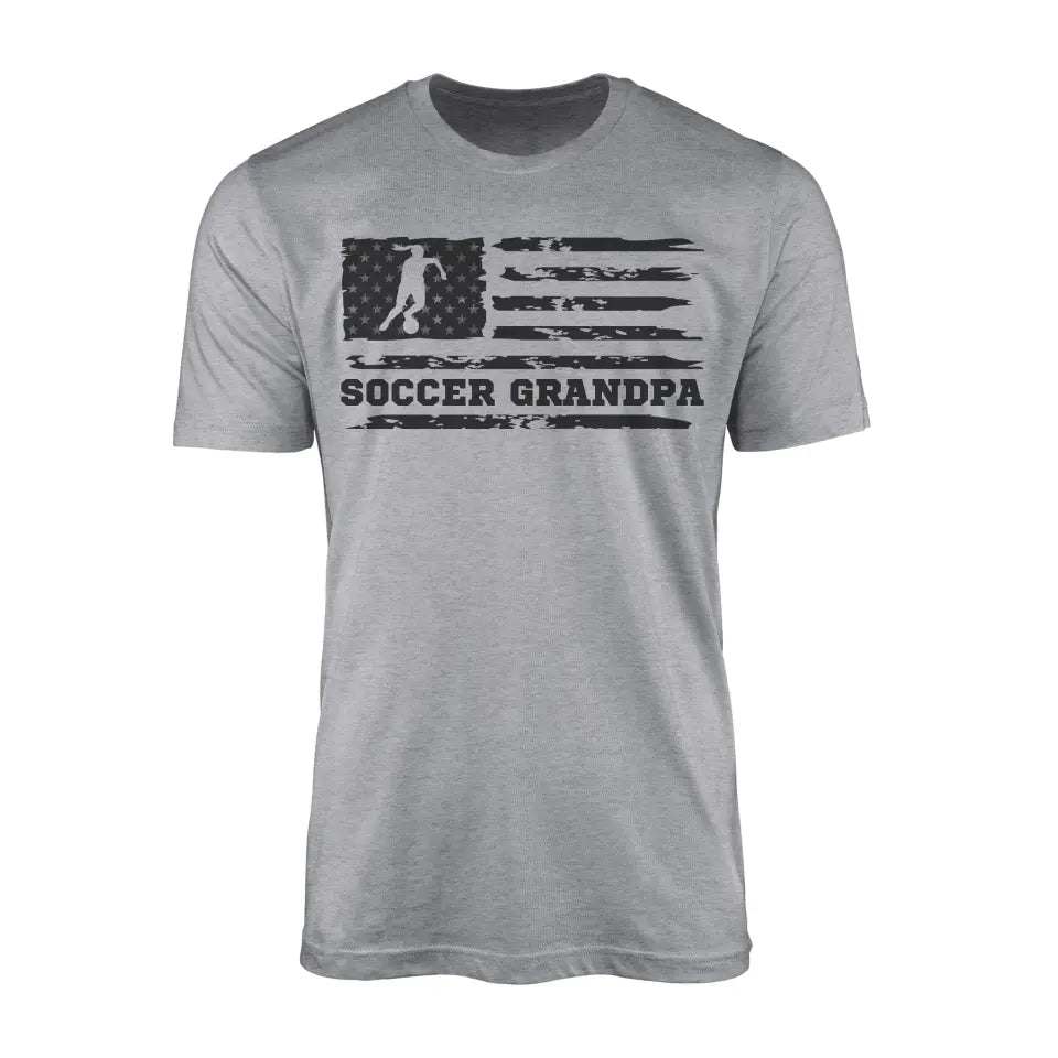 soccer grandpa horizontal flag on a mens t-shirt with a black graphic