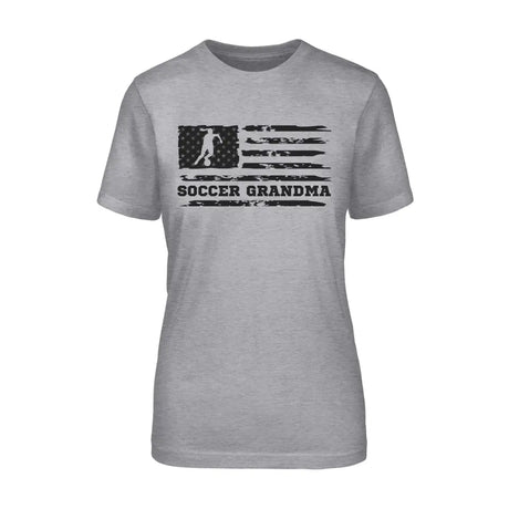 soccer grandma horizontal flag on a unisex t-shirt with a black graphic