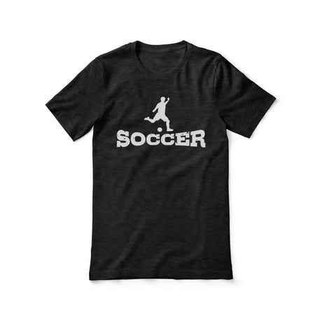 basic soccer with soccer player icon on a unisex t-shirt with a white graphic