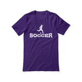 basic soccer with soccer player icon on a unisex t-shirt with a white graphic