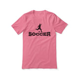 basic soccer with soccer player icon on a unisex t-shirt with a black graphic