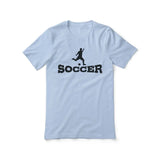 basic soccer with soccer player icon on a unisex t-shirt with a black graphic