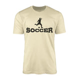basic soccer with soccer player icon on a mens t-shirt with a black graphic