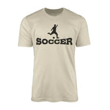 basic soccer with soccer player icon on a mens t-shirt with a black graphic