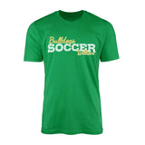 Custom Soccer Mascot and Soccer Player Name on a Men's T-Shirt with a White Graphic