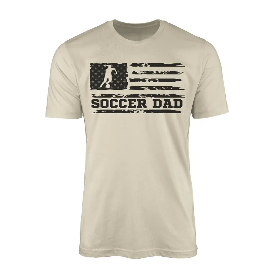 soccer dad horizontal flag on a mens t-shirt with a black graphic