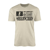 soccer dad horizontal flag on a mens t-shirt with a black graphic