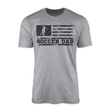 soccer dad horizontal flag on a mens t-shirt with a black graphic