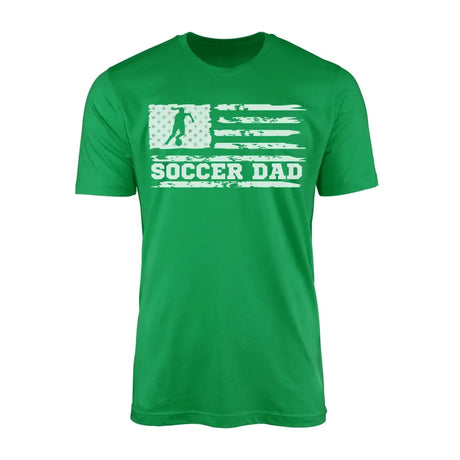 soccer dad horizontal flag on a mens t-shirt with a white graphic