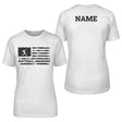 softball grandma horizontal flag with softball player name on a unisex t-shirt with a black graphic